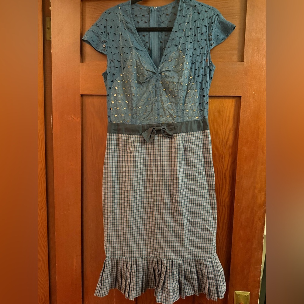 Marc Jacobs 2000’s dress lace top plaid skirt one piece with silk slip size 8